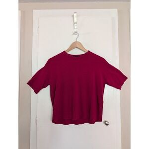 Eileen Fisher Magenta Knit Crew Neck Short Sleeve Top Timeless Casual Size PP